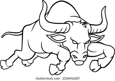 Bull line vector illustration isolated on white background