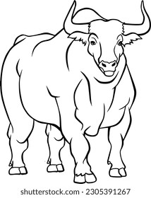 Bull line vector illustration isolated on white background