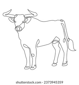 Bull lineart vector image. Chinese New Year zodiac animals ox symbol lineart vector image. China zodiac calendar logo, asian lunar astrology signs.