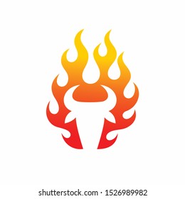 Bull logo accompanied blazing fire