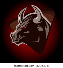 bull for logo, american football symbol, simple illustration, sport team emblem, design element and label, security idea, color, vector