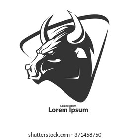 bull for logo, american football symbol, simple illustration, sport team emblem, design element and label, security idea, monochrome