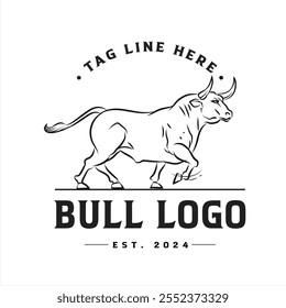 Logotipo Bull, Logotipo animal para ideias de design de logotipo da empresa, ilustração vetorial