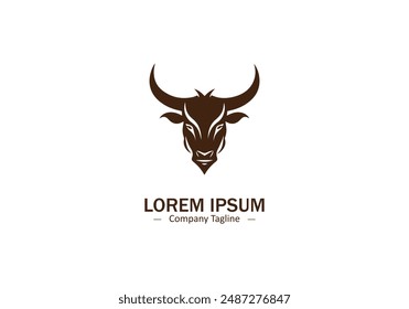 Bull logo, bison icon, buffalo vector bull fight concept long horned