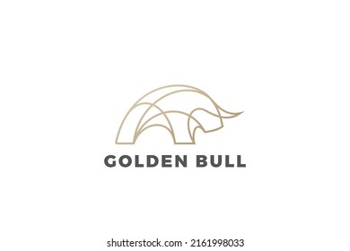 Bull Logo Bison Taurus design vector template Linear Outline style. Steak House Meat store Logotype concept icon.