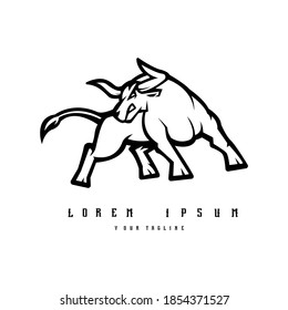 bull logo black and white version Design vector template Illustration