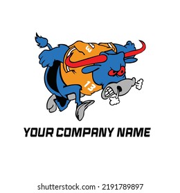 Bull logo blue and yellow vectorized form