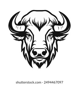 Logo del toro. Cabeza de toro. Ilustración vectorial de una cabeza de toro para logo y diseño. Mascota de cabeza de toro. Mascota deportiva.
