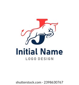 Bull Logo of business name Letter J bison brave symbol clipart vector.