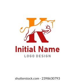 Bull Logo of business name Letter K bison brave symbol clipart vector.