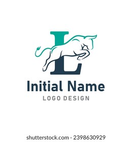 Bull Logo of business name Letter L bison brave symbol clipart vector.