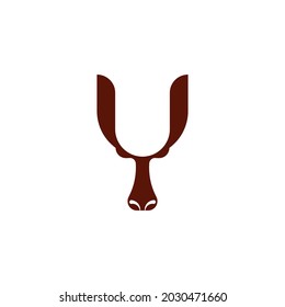 Bull logo concept. minimal illustration of bull head symbol in brown. isolated on white