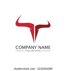 bull logo and cow  horn badges logo icon vector