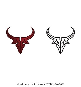  bull logo and cow  horn badges logo icon vector