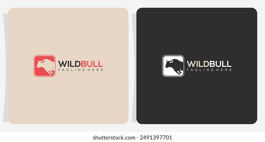 Bull Logo Design collection, Bull silhouette, symbol of the year in the Chinese zodiac calendar. Vector illustration of a standing horned ox