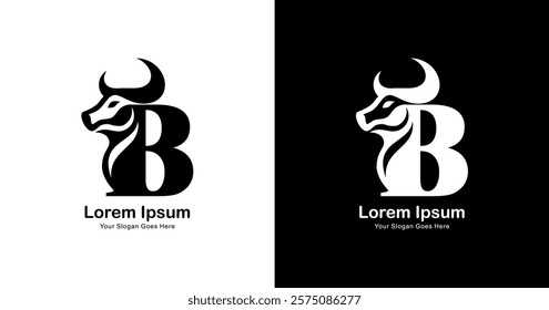 Bull logo design combined with the letter B