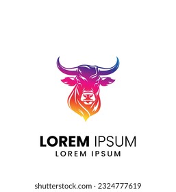 bull logo design. Bull head logo. Abstract stylized cow or bull head with horns icon. Premium logo for steak house, meat restaurant or butchery. Vector of a bull on a white background. Animals.