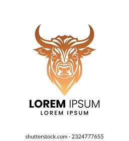 bull logo design. Bull head logo. Abstract stylized cow or bull head with horns icon. Premium logo for steak house, meat restaurant or butchery. Vector of a bull on a white background. Animals.