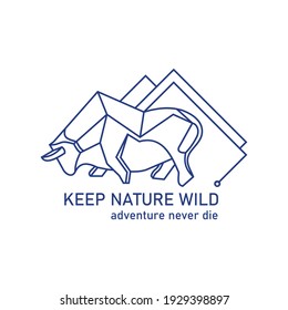 Bull logo design with line art style