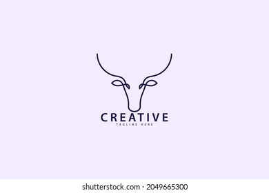 Bull Logo Design with lines