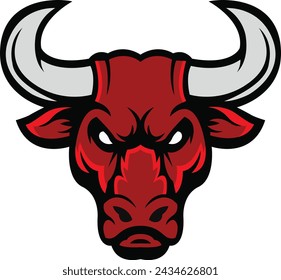 Bull Logo Design, Bull Maskottchen Logo, Bull Kopf Illustration Vektor-Zeichnung, Brave Kuh Kopf Maskottchen Logo Design. In: Vector Template Illustration Design. Maskottchen Brave Bull Logo Design jede grafische Kunst