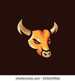 bull logo design mascot illustration. bull head mascot illustration for esport gaming.