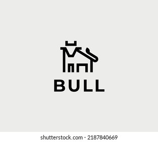 Bull logo design outline vector illustration
