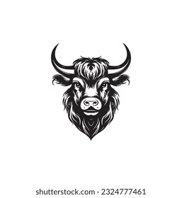 Bull logo design template premium vector. Bull, cow icon. Longhorn simple flat logo design vector
