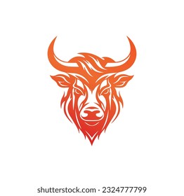 Bull logo design template premium vector. Bull, cow icon. Longhorn simple flat logo design vector
