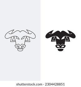 Bull logo design template sign. Line art style and silhouette stylish.