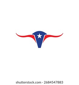 Projeto de logotipo Bull com design de logotipo da bandeira do Texas