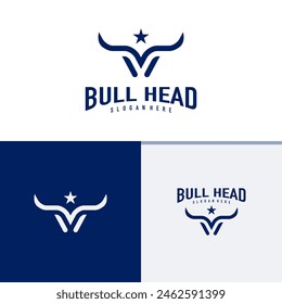 Vector de diseño de logotipo Bull. Conceptos de logotipo de Creative Bull Head Plantilla
