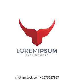 Bull logo design vector gradient red color