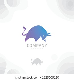Bull logo design vector with gradient on flat style. Bison symbol using animal shape for app, website, tshirt, identity, creative startup and company product.