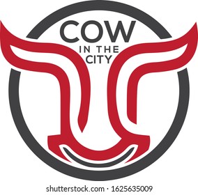 The Bull Logo Design Vector Template, red and dark.
