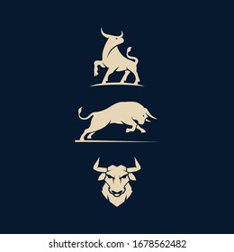 Bull logo with flat modern design template