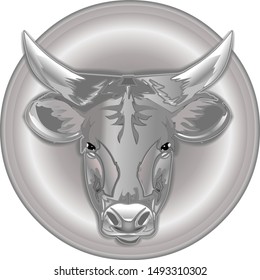 Bull logo grey vector illustration on white background