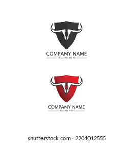 bull logo and horn badges logo icon shield