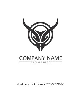bull logo and horn badges logo icon shield