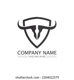 bull logo and horn badges logo icon shield