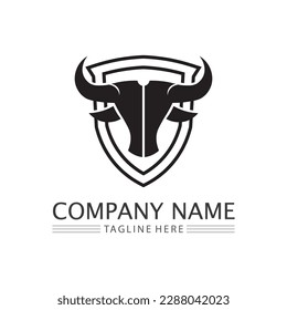 Bull logo horn and cow, Buffalo animal symbols vector template icons app