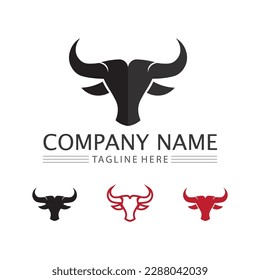 Bull logo horn and cow, Buffalo animal symbols vector template icons app