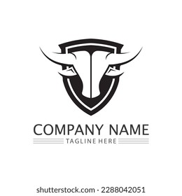 Bull logo horn and cow, Buffalo animal symbols vector template icons app