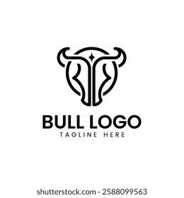 Bull logo horn and cow, Buffalo animal symbols vector