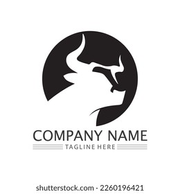 Bull logo and horn symbols cow vector template icons app