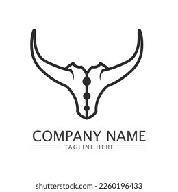 Bull logo and horn symbols cow vector template icons app