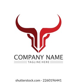 Bull logo and horn symbols cow vector template icons app