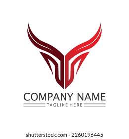 Bull logo and horn symbols cow vector template icons app