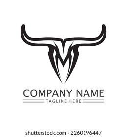 Bull logo and horn symbols cow vector template icons app