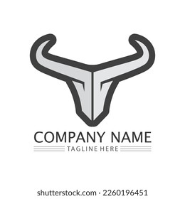 Bull logo and horn symbols cow vector template icons app